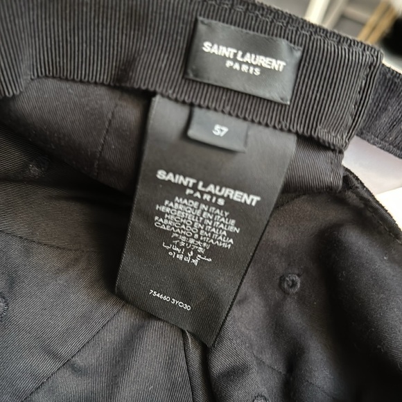 NWT Saint Laurent unisex Logo Embroidered Corduroy Baseball Cap size 57cm - Picture 8 of 8